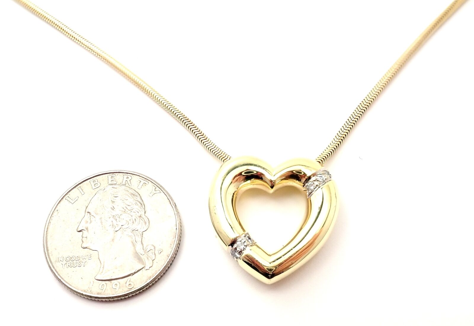 Authentic! Tiffany & Co Picasso 18k Yellow Gold Diamond Heart Pendant Necklace | Fortrove