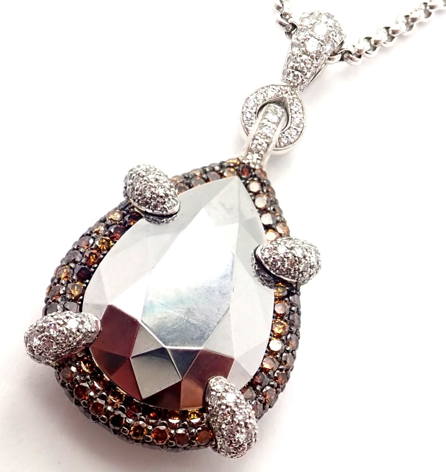 Authentic! Chopard Golden Diamonds 18k White Gold Diamond Chrome Stone Necklace | Fortrove