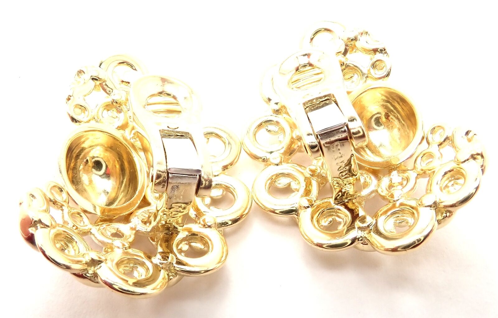 Authentic! Vintage Hermes 18K Yellow Gold Large Earrings | Fortrove