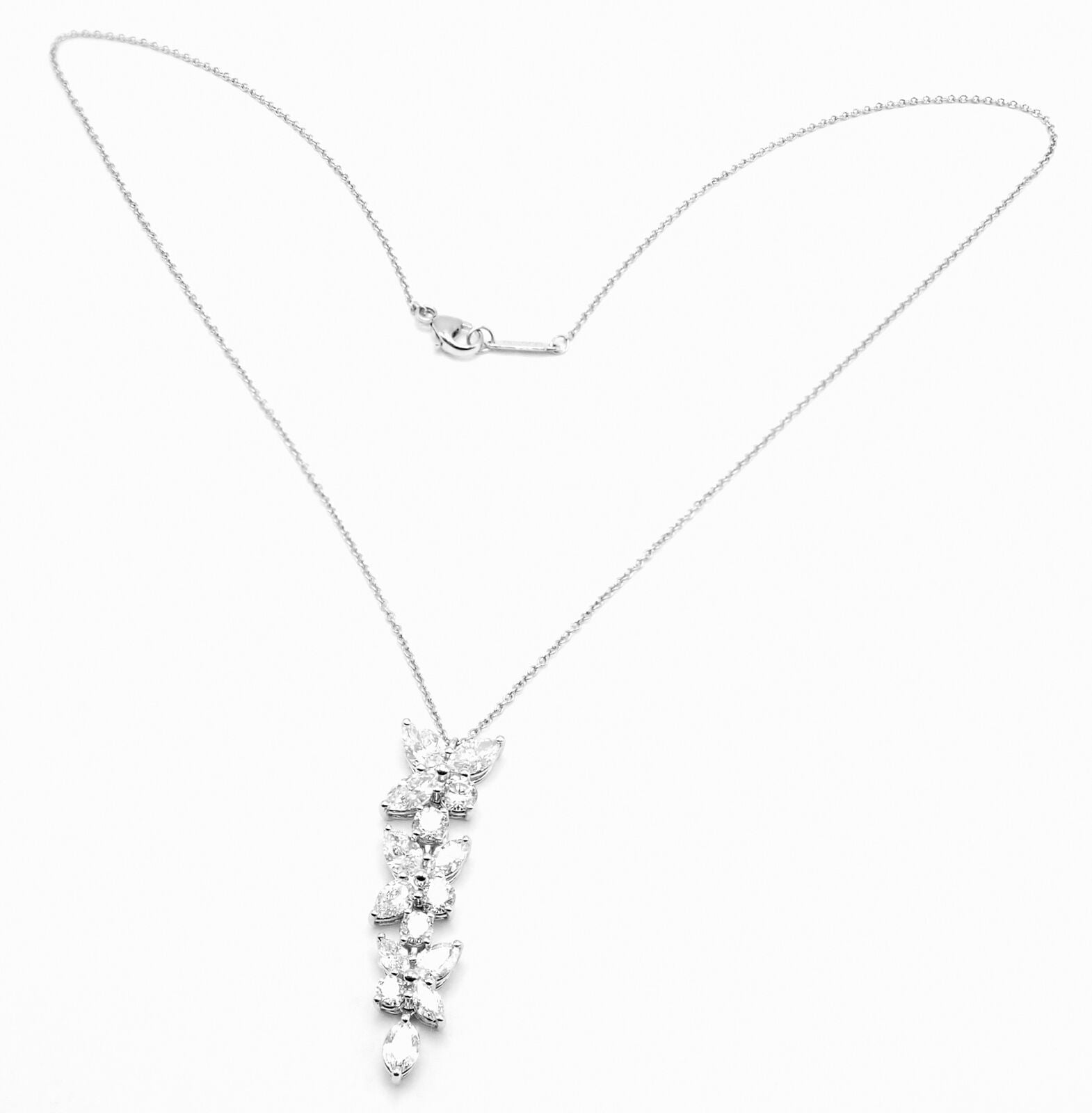 Tiffany & Co. Jewelry & Watches:Fine Jewelry:Necklaces & Pendants Authentic! Tiffany & Co Platinum Diamond Mixed Cluster Drop Pendant Necklace