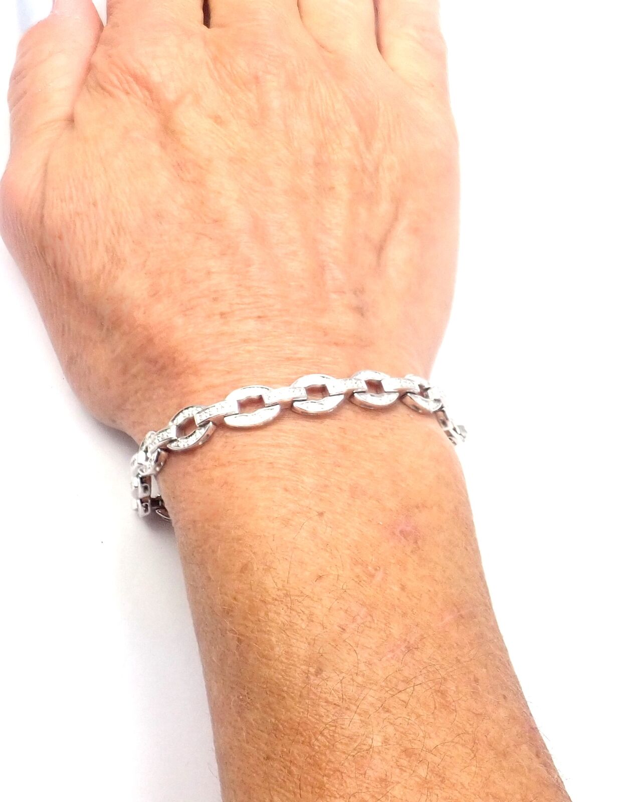 Authentic! Damiani 18k White Gold Diamond Link Tennis Bracelet | Fortrove