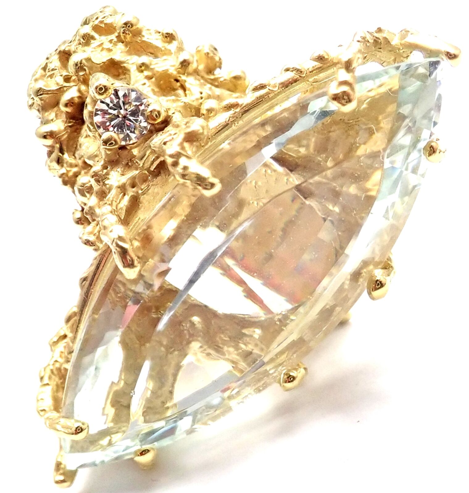 Rare! Authentic House Of Murat Diamond Large 25ct Aquamarine Ring | Fortrove