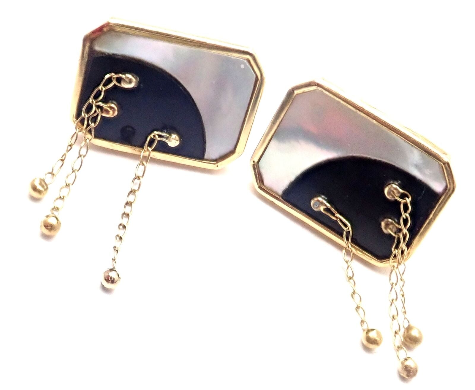 ERTE Folies 14k Yellow Gold Diamond Onyx Mother of Pearl Necklace & Earrings Set | Fortrove