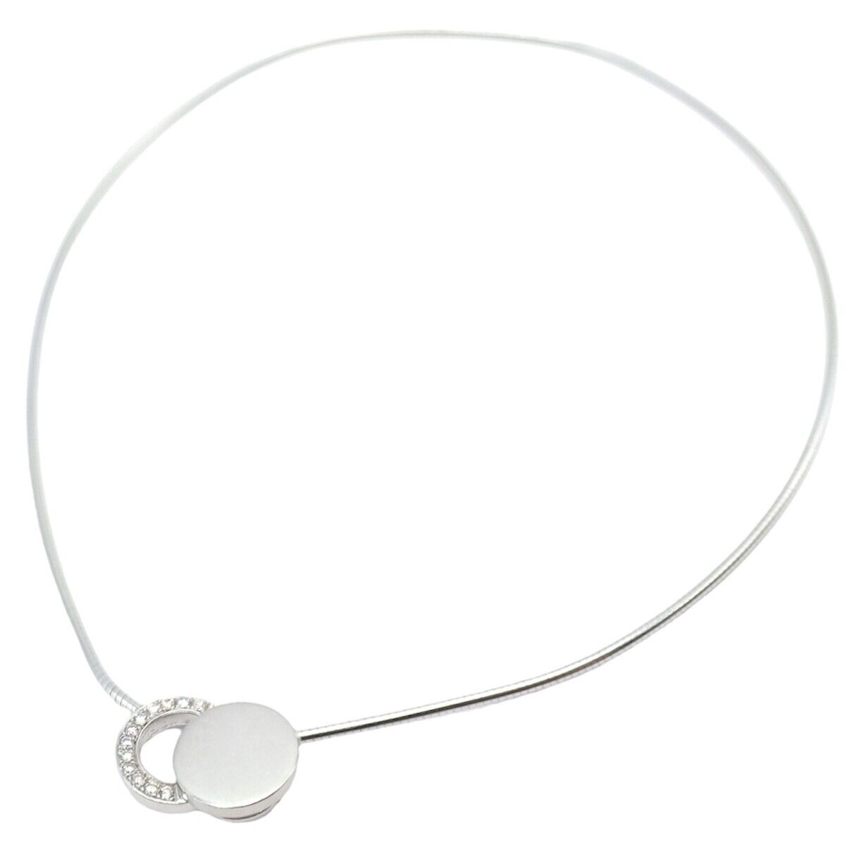 Rare! Authentic Modernist Dinh Van 18k White Gold Diamond Ombre De Lune Necklace | Fortrove