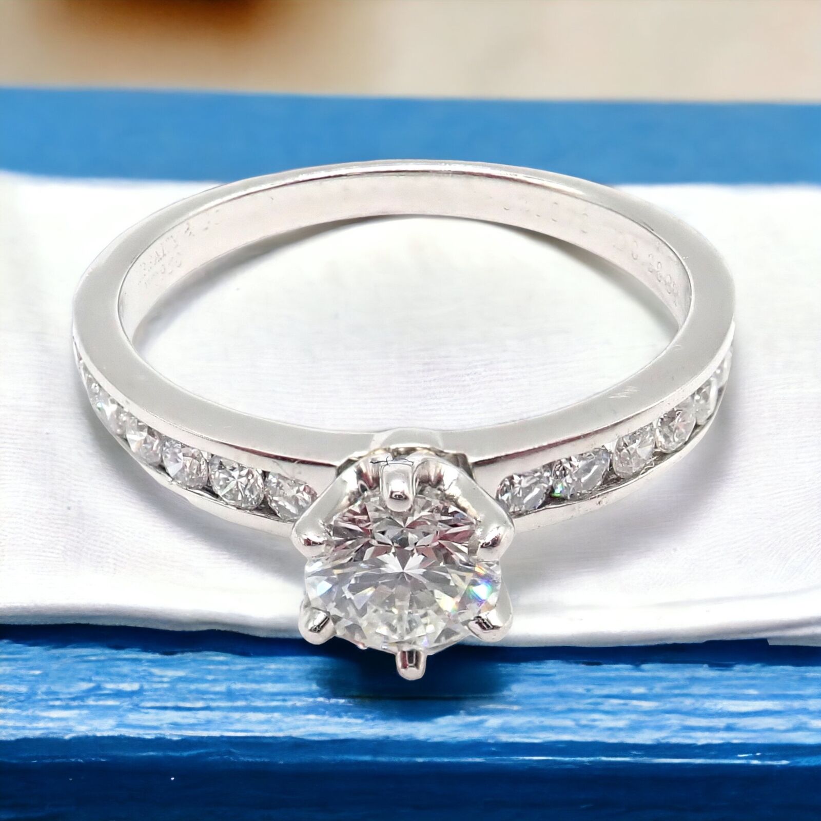 Authentic Tiffany & Co. Platinum 0.59ctw Diamond Engagement Ring sz 5.25 | Fortrove