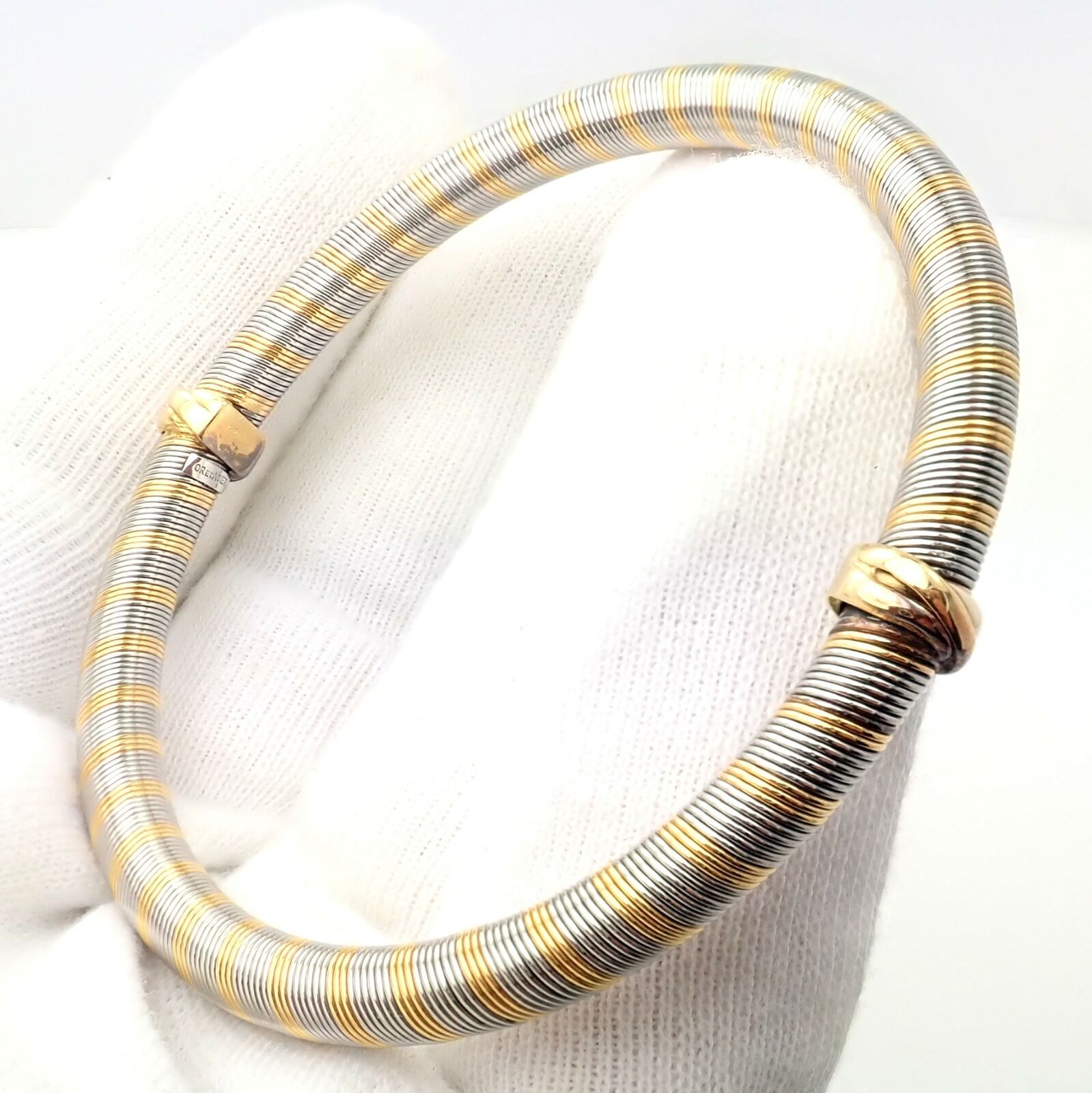 Authentic Vintage Cartier 18k Yellow Gold + Steel Bangle Trinity Bracelet | Fortrove