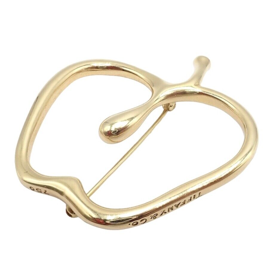Authentic! Vintage Tiffany & Co Peretti 18k Yellow Gold Large Apple Pin Brooch | Fortrove