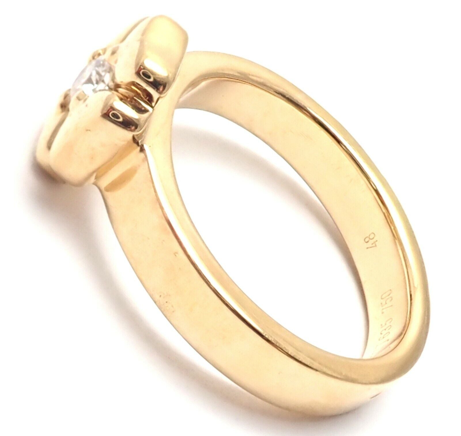 Fortrove Jewelry & Watches:Fine Jewelry:Rings EXQUISITE AND LUCKY! Chanel 18k Yellow Gold Diamond Four Leaf Clover Ring.