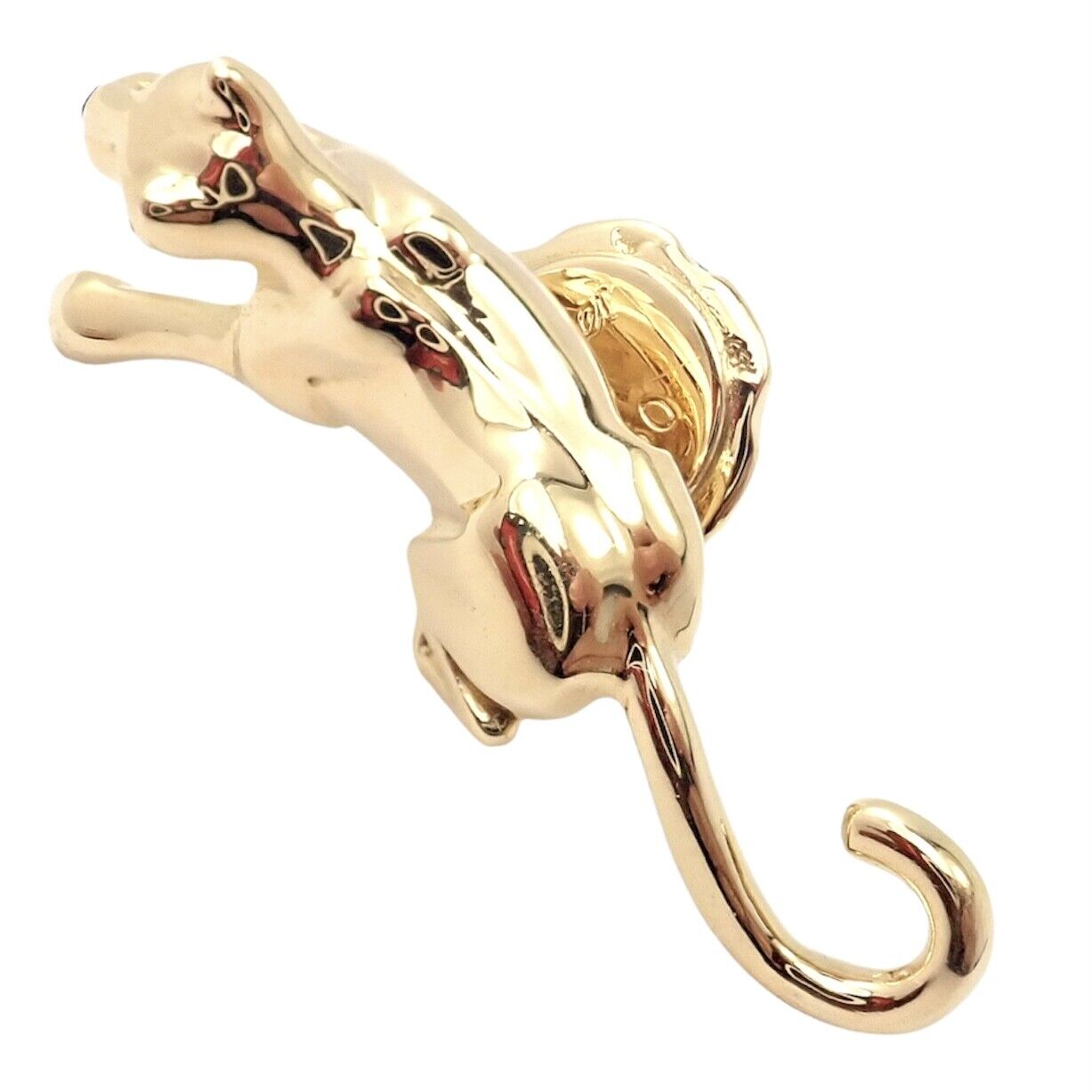 Authentic! Cartier Panther Panthere 18k Yellow Gold Tie Lapel Pin | Fortrove