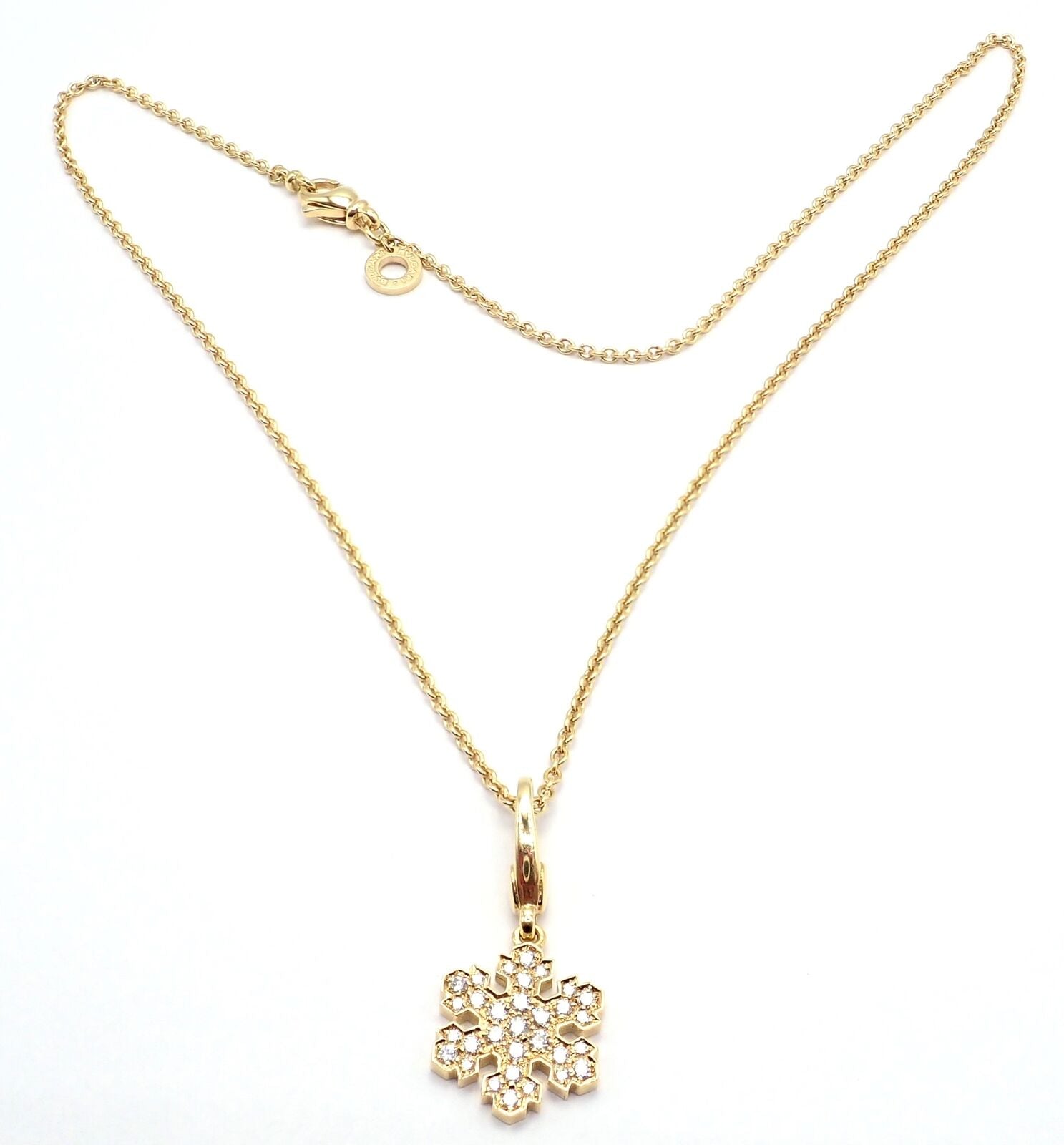 Bulgari Bvlgari Fiocco De Neve Snowflake 18k Gold Diamond Pendant Necklace Paper | Fortrove