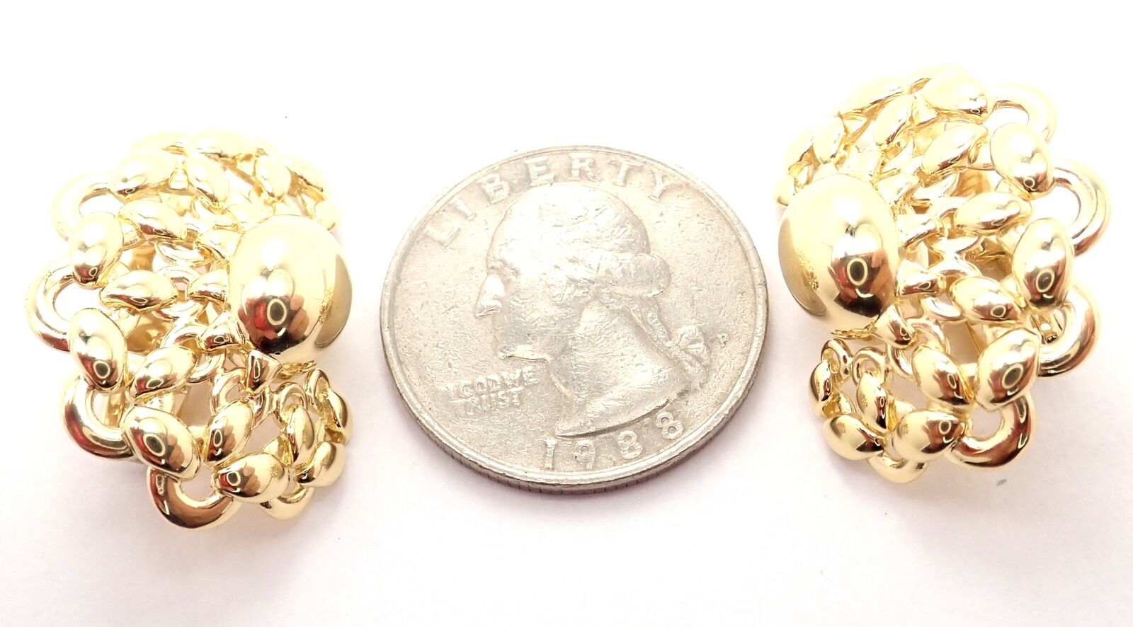 Authentic! Vintage Hermes 18K Yellow Gold Large Earrings | Fortrove