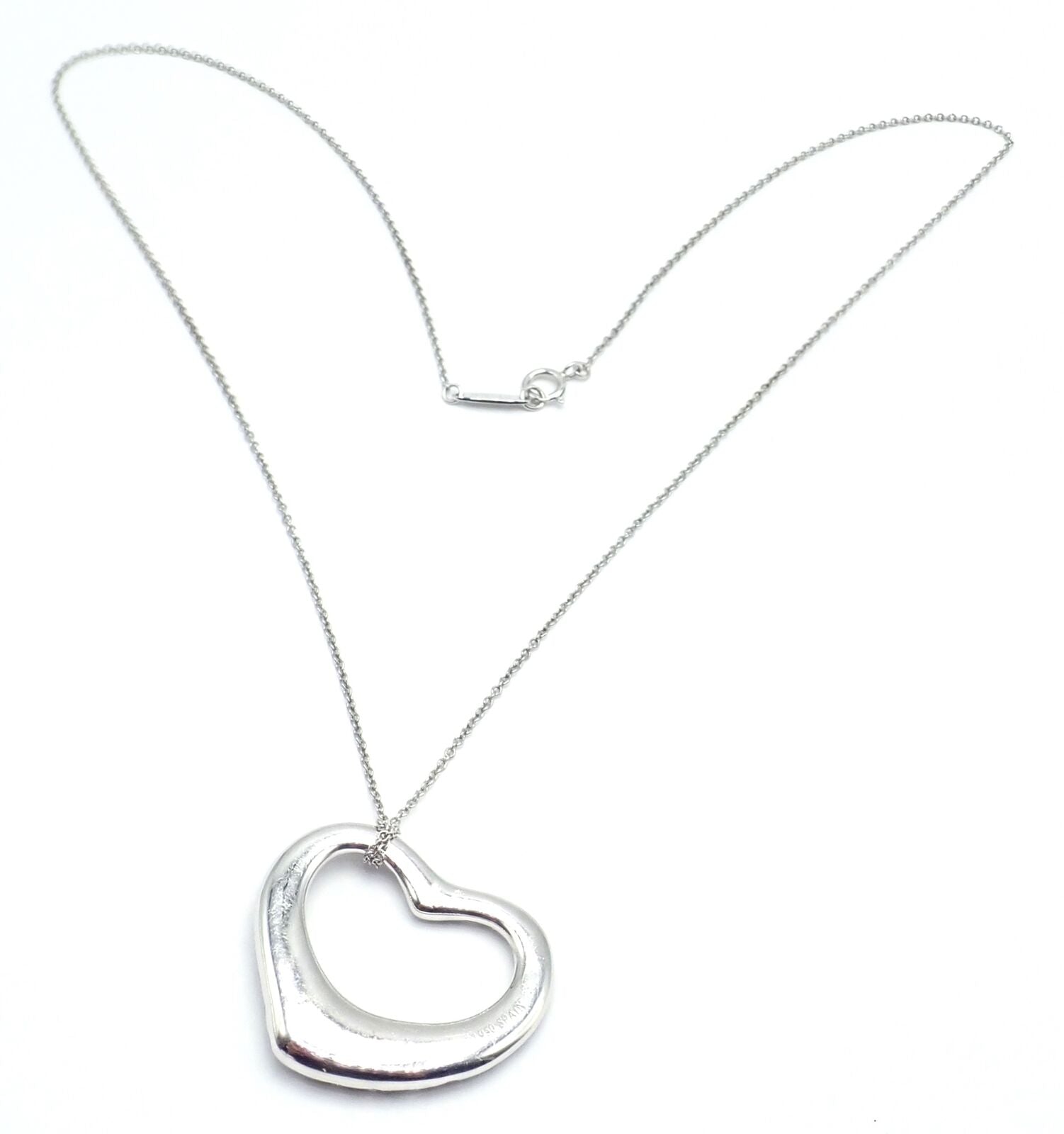 Authentic Tiffany & Co Peretti Platinum Diamond Large Open Heart Necklace $26000 | Fortrove