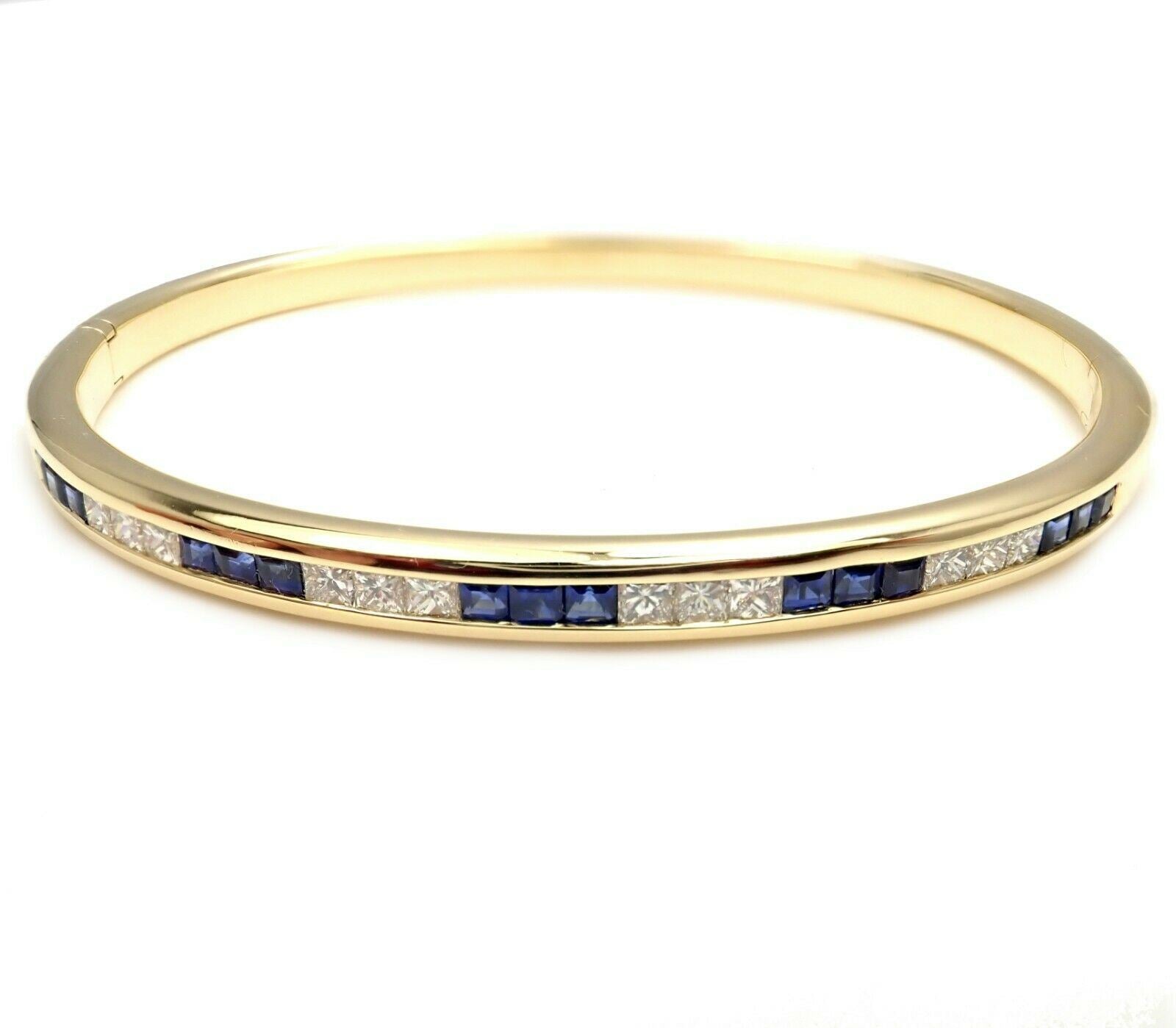 Rare! Craig Drake 18k Yellow Gold Diamond Sapphire Bangle Bracelet | Fortrove