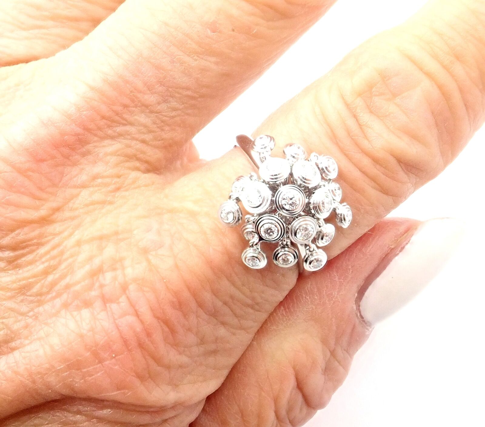 Authentic! Cartier Diamond 18k White Gold Diamond Diamant Leger De Ring Cert | Fortrove