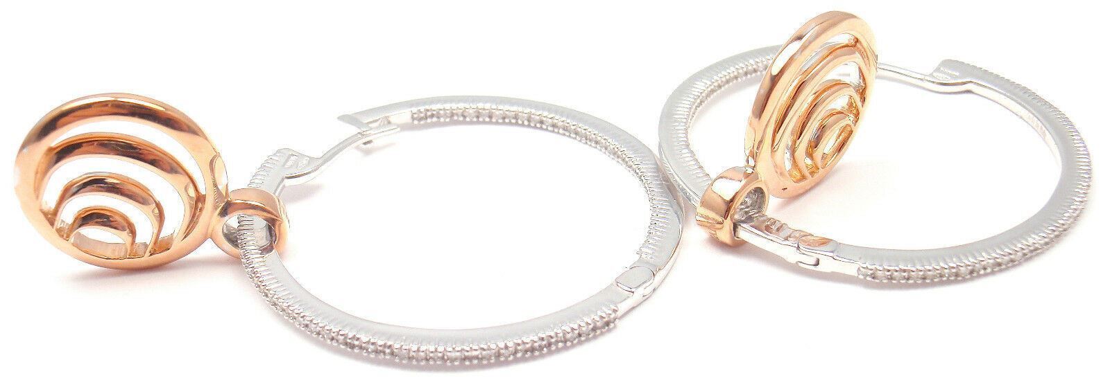 Authentic! Damiani 18k Rose/White Gold Diamond Hoop Earrings | Fortrove