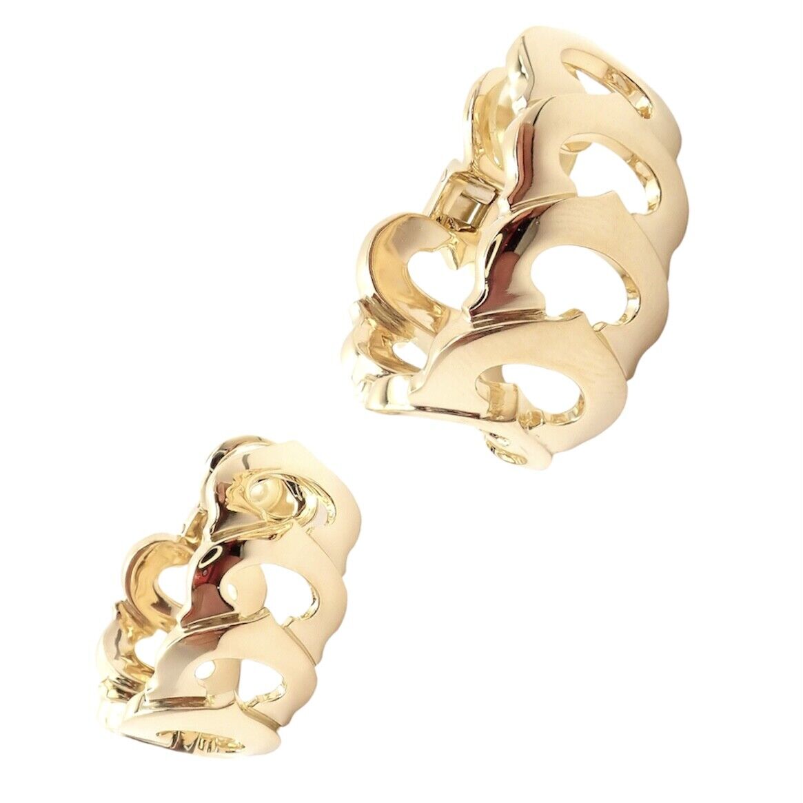 Authentic! Cartier 18k Yellow Gold Signature C De Cartier Large Hoop Earrings | Fortrove