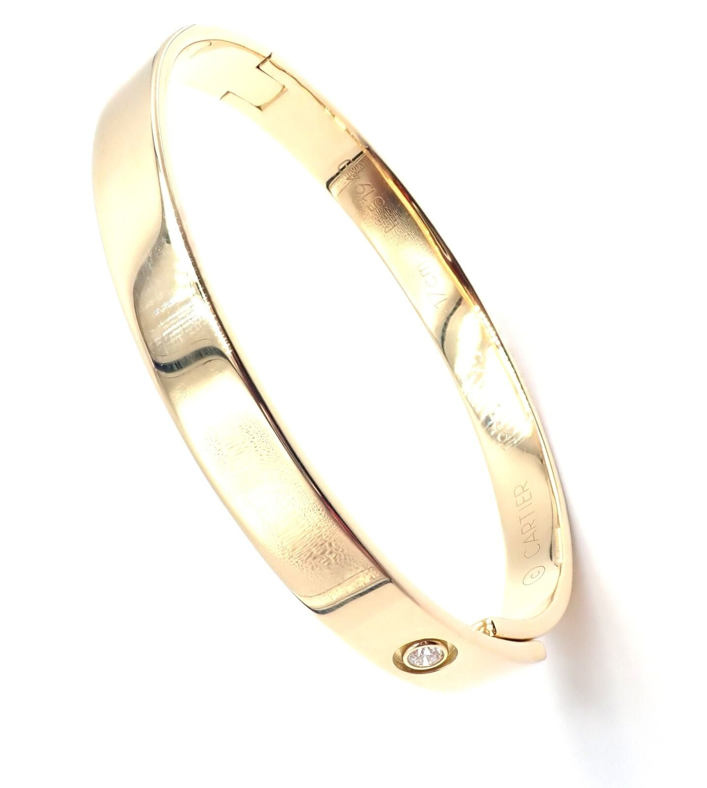 Authentic! Cartier 18k Yellow Gold Diamond Anniversary Bangle Bracelet Size 17 | Fortrove