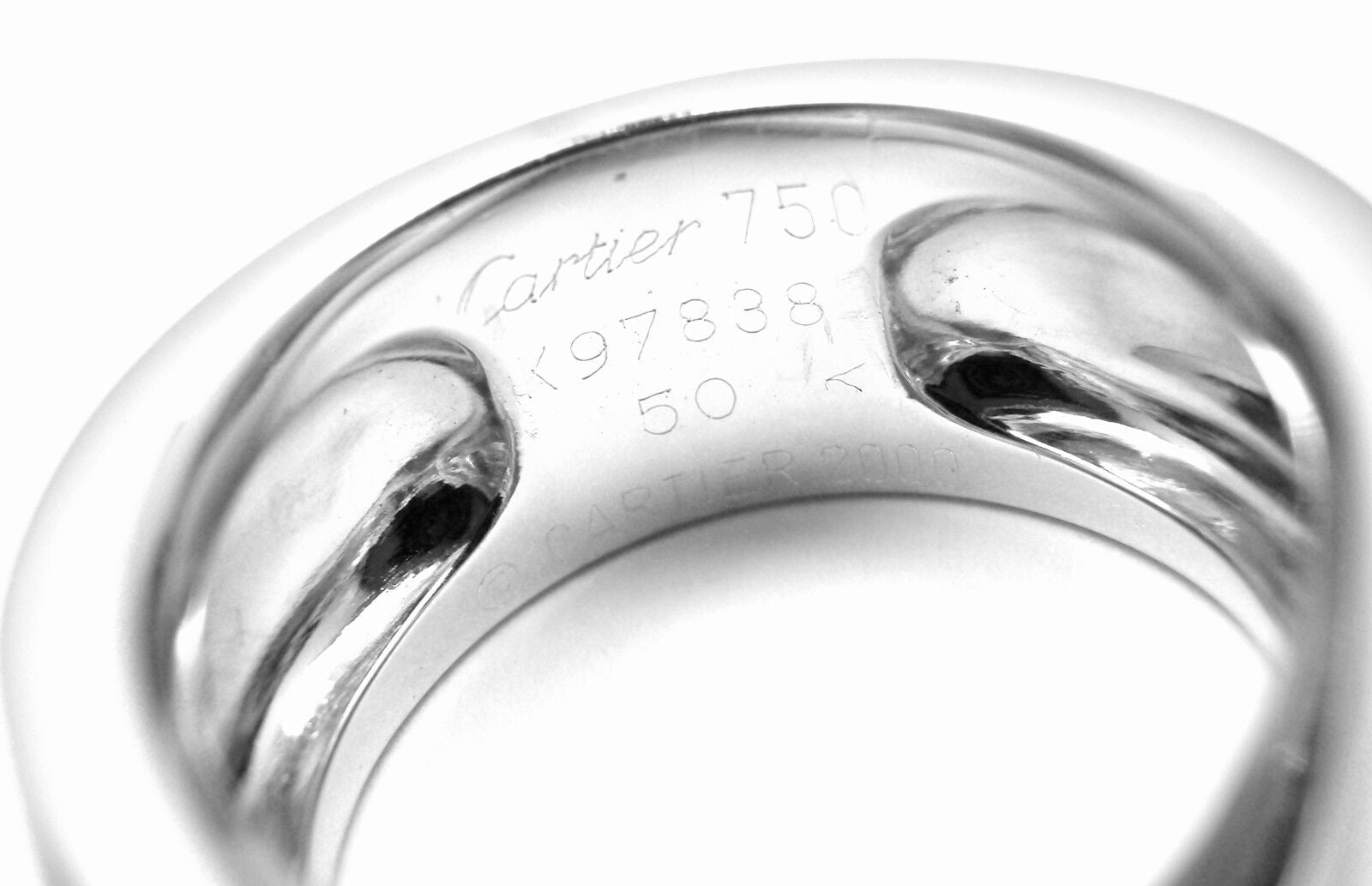 Authentic! Cartier 18k White Gold Moonstone Large Ring Size 50 US 5 1/4 | Fortrove