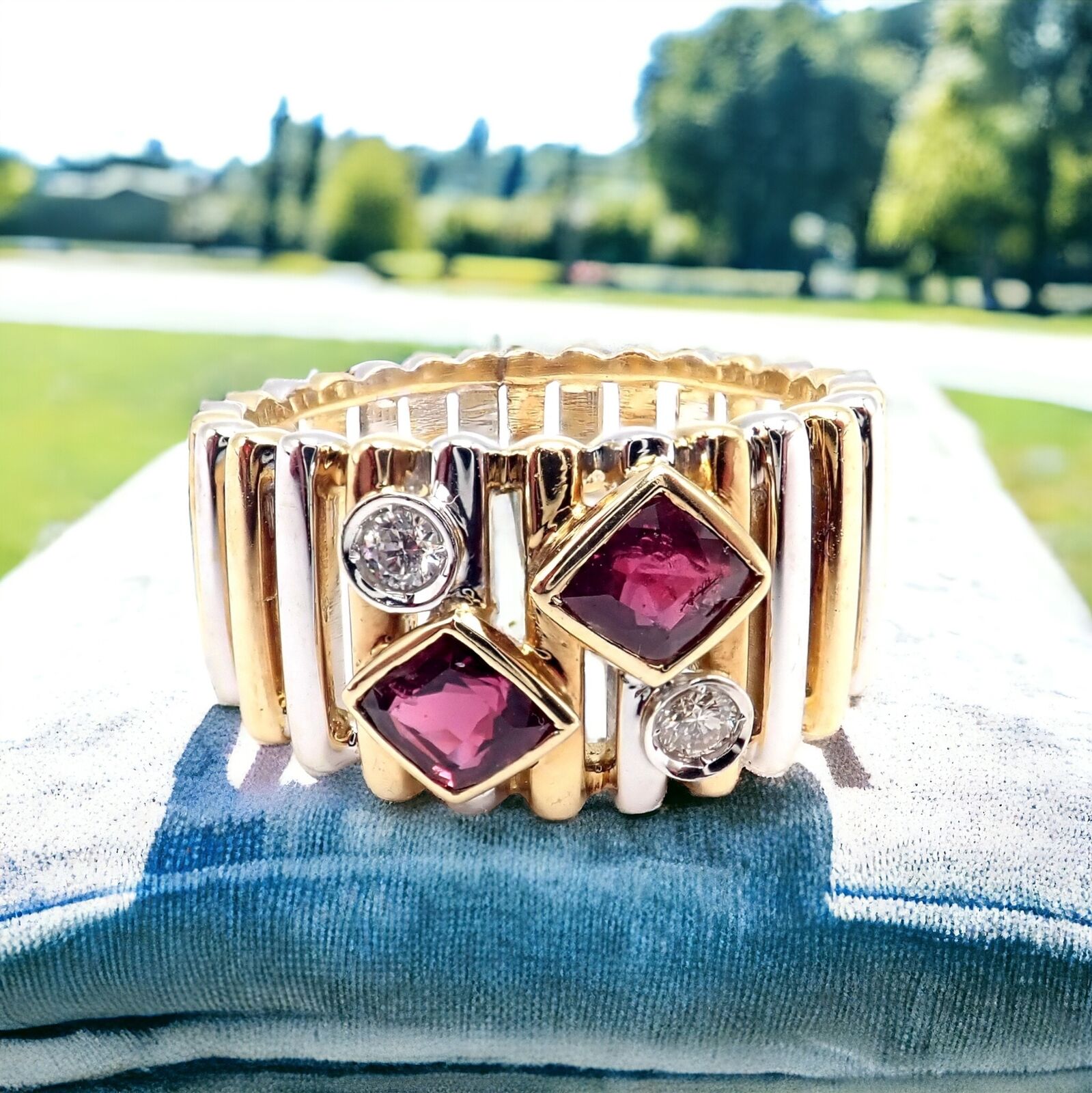 Rare! Authentic Van Cleef & Arpels 18k Yellow + White Gold Diamond Ruby Ring | Fortrove