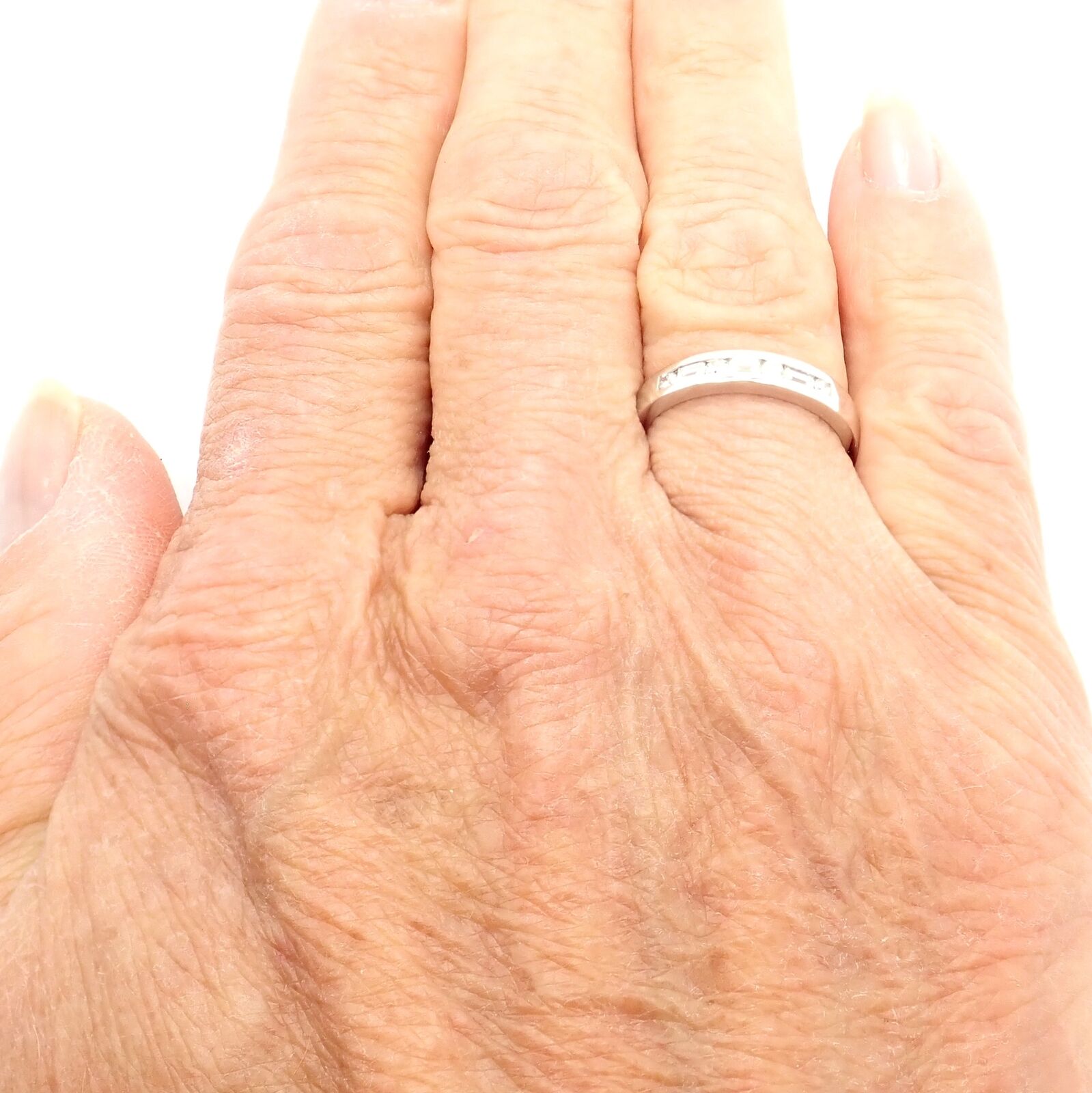 Authentic! Tiffany & Co 18k White Gold Diamond Channel Set Band Ring | Fortrove