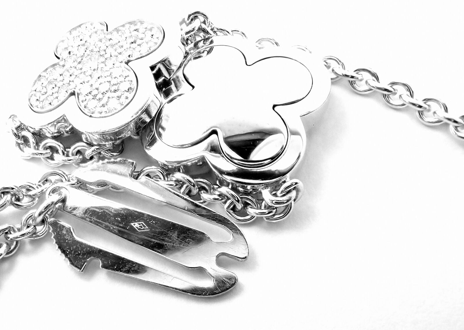 Authentic Van Cleef & Arpels 18k White Gold Diamond Pure Alhambra Necklace Paper | Fortrove