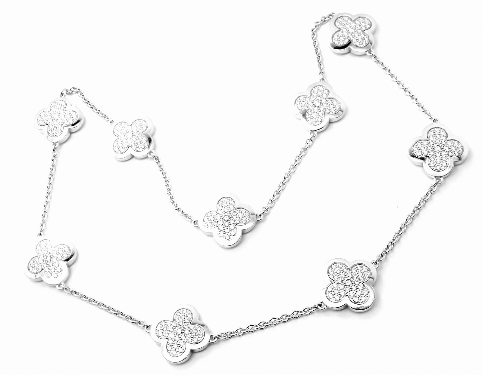 Authentic Van Cleef & Arpels 18k White Gold Diamond Pure Alhambra Necklace Paper | Fortrove
