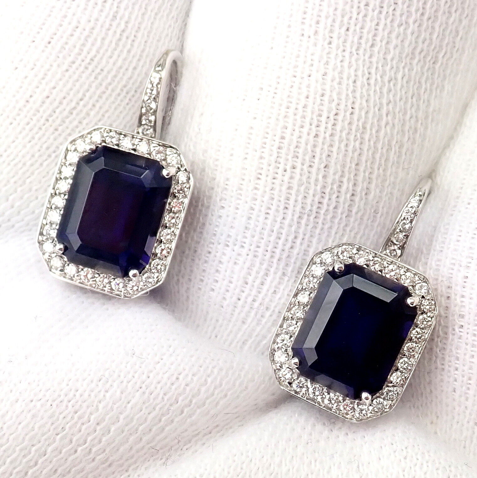 Authentic! Pasquale Bruni 18k White Gold Iolite Diamond Earrings | Fortrove