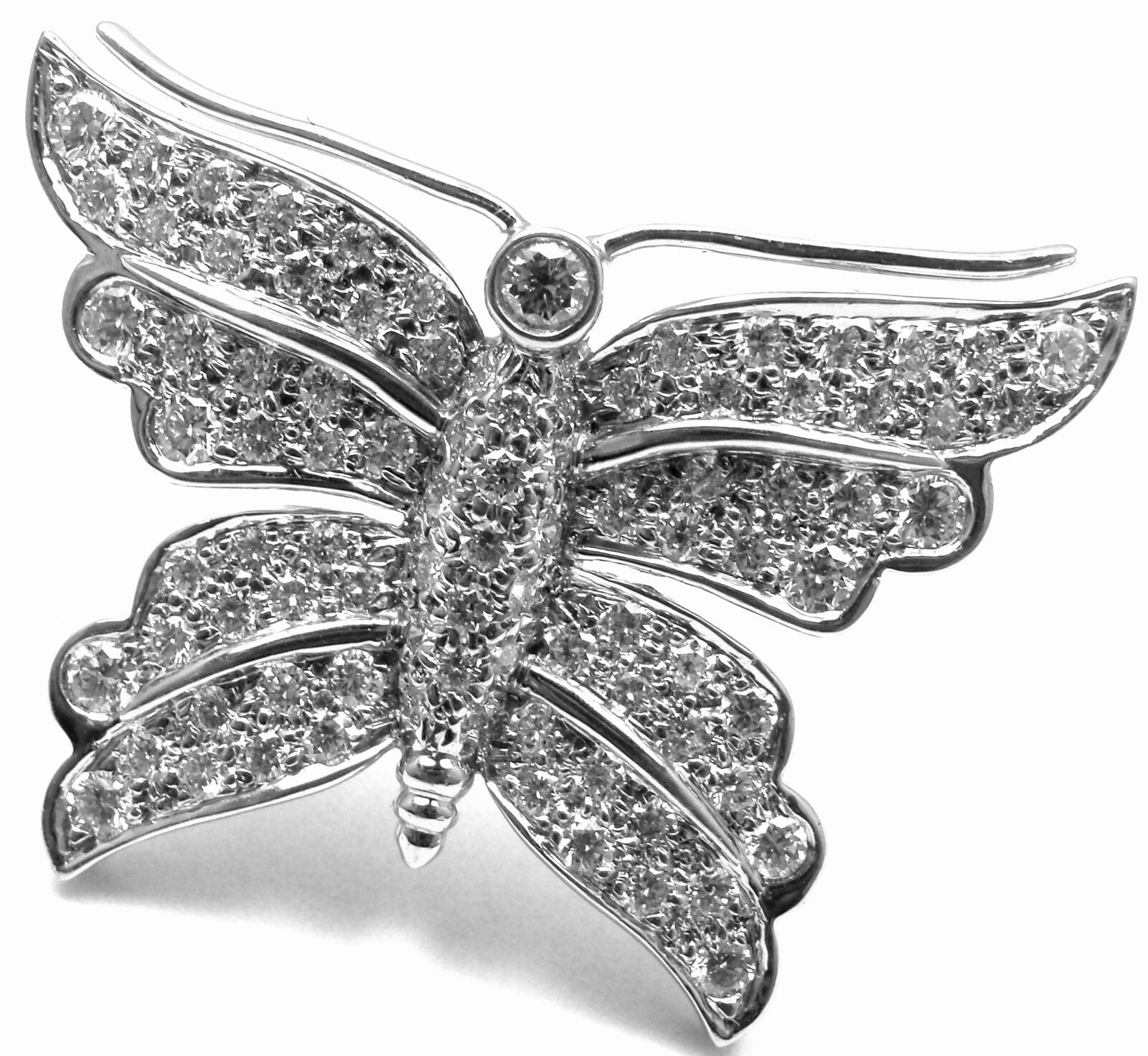 Rare! Authentic TIFFANY & CO Butterfly Platinum Diamond Pin Brooch | Fortrove