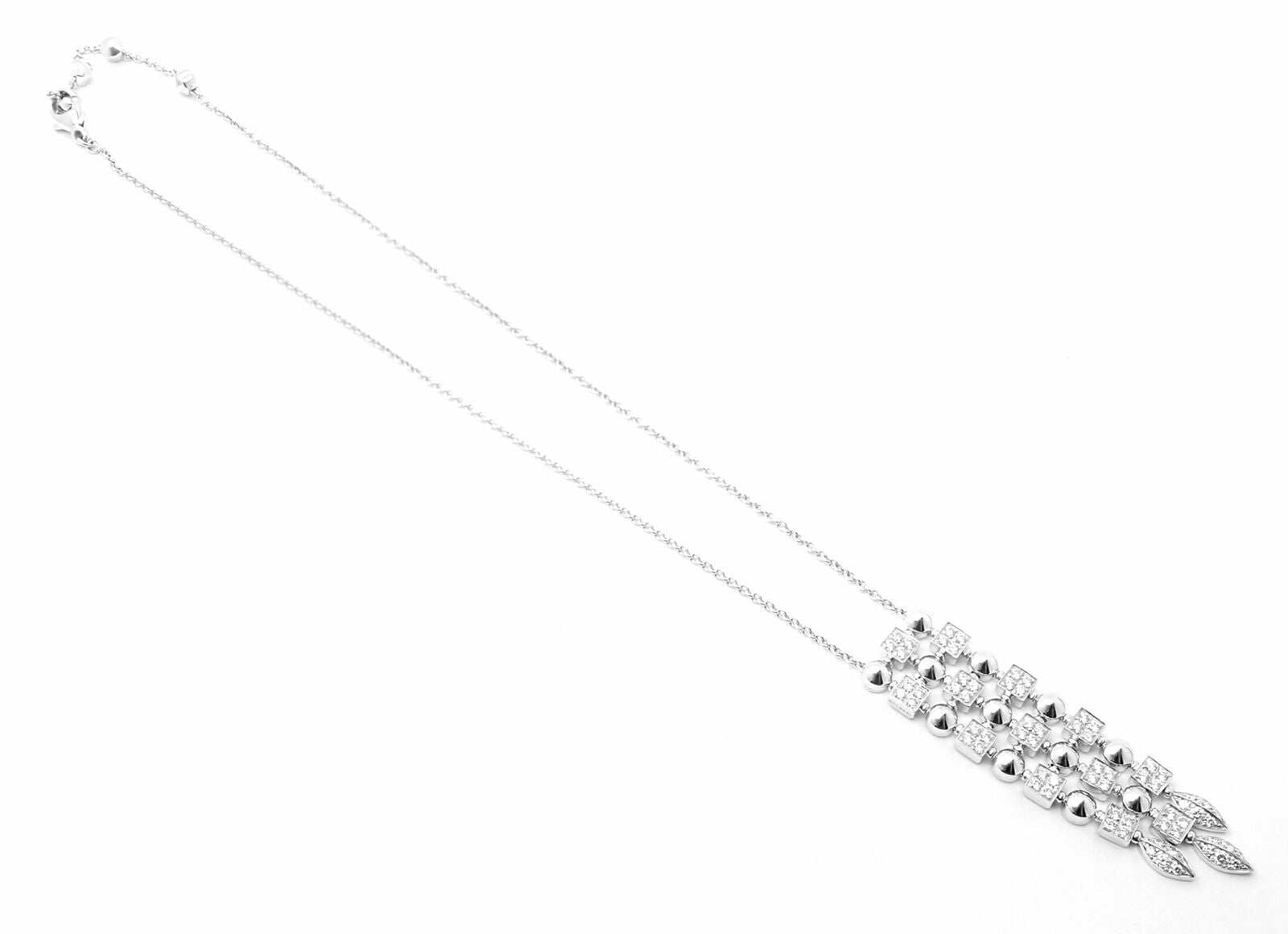 Authentic! Bvlgari Bulgari 18k White Gold Lucea Diamond Pendant Necklace | Fortrove