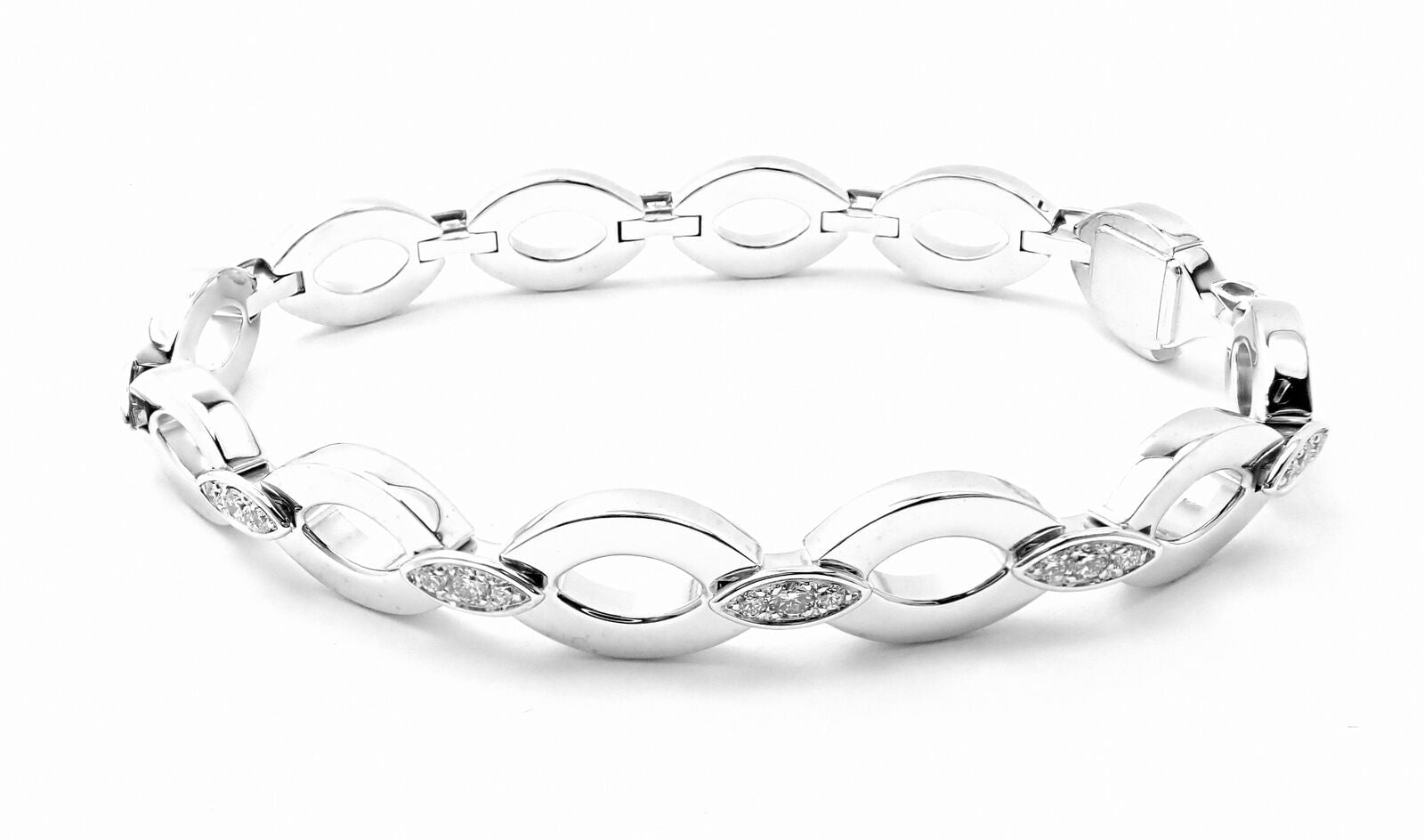 Rare! Authentic Cartier 18K White Gold Diamond Diadea Link Bracelet Certificate | Fortrove