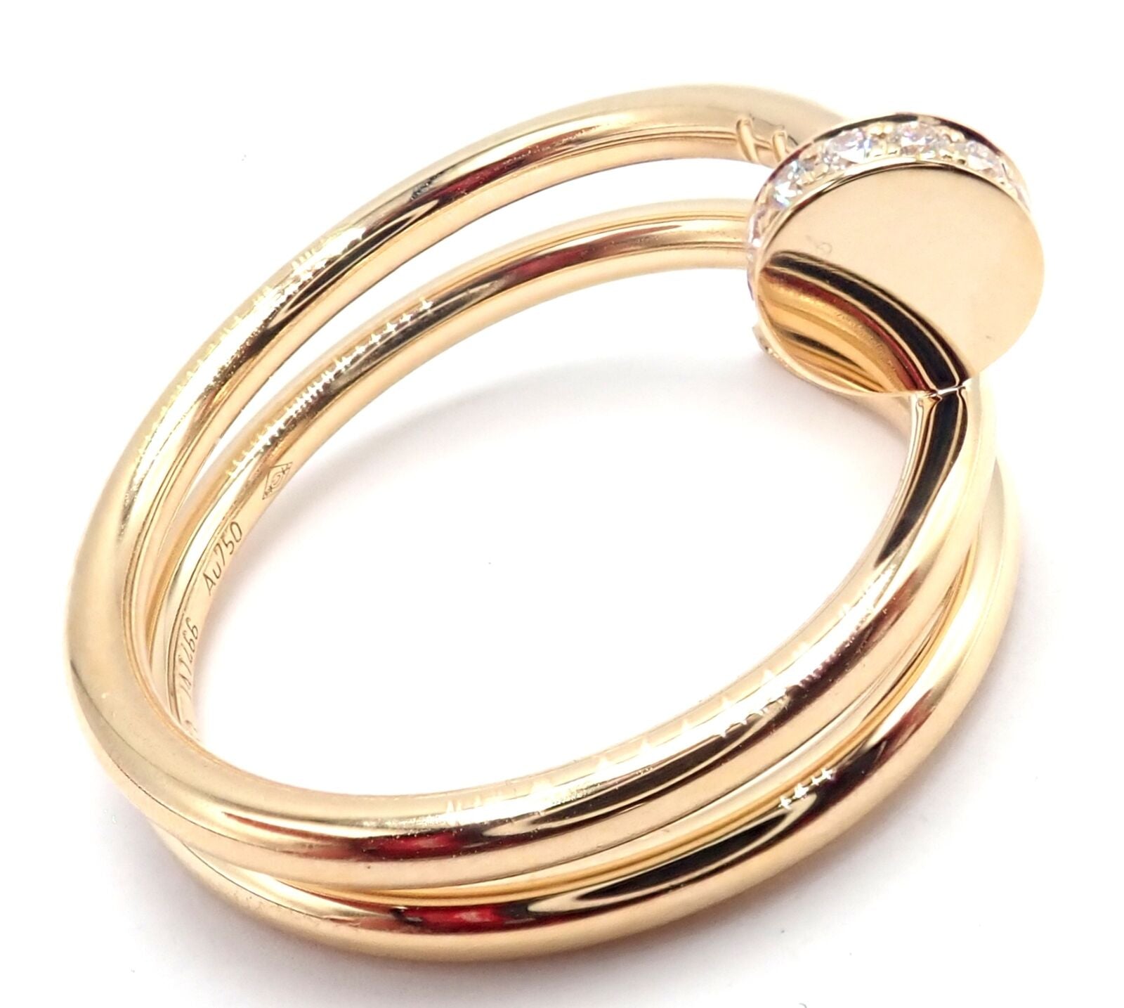 Cartier Juste Un Clou 18k Yellow Gold Diamond Nail Band Ring Size 53 Paper | Fortrove