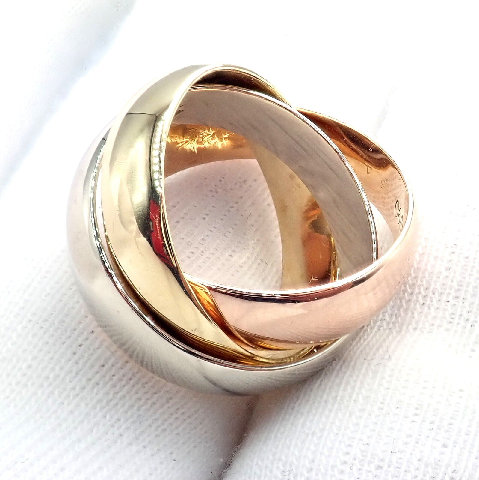 Authentic! Cartier Trinity 18k TriColor Gold Wide Band Ring 1990 | Fortrove