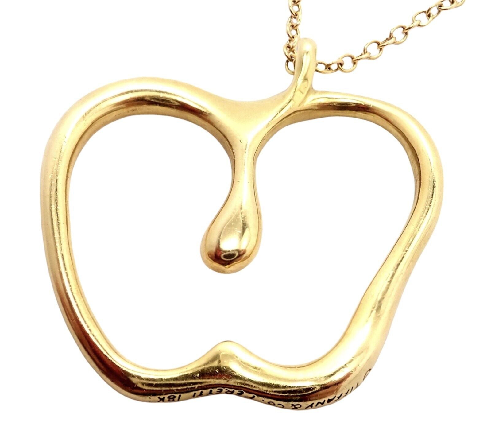 Authentic! Tiffany & Co Peretti 18k Yellow Gold Large Apple Pendant Necklace | Fortrove