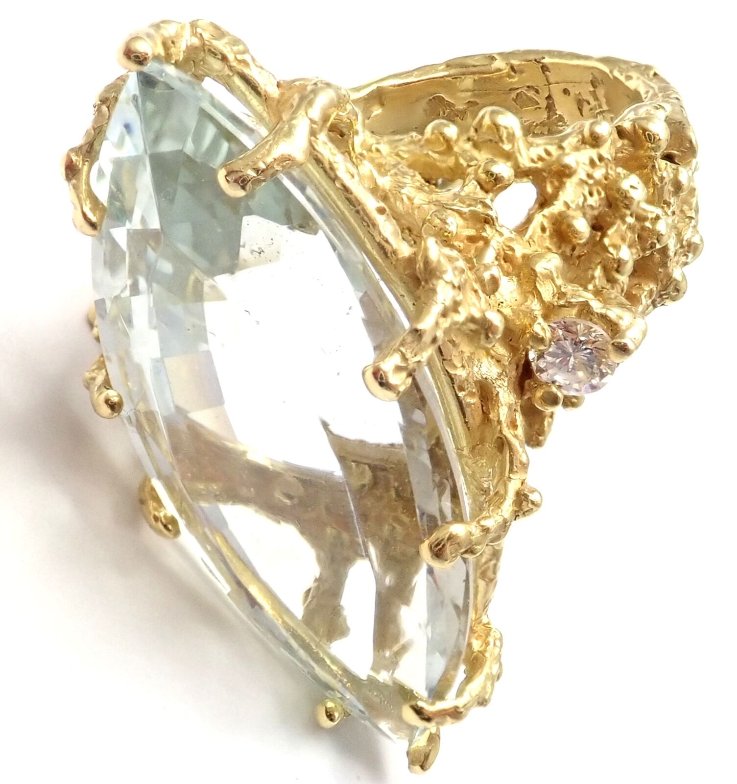 Rare! Authentic House Of Murat Diamond Large 25ct Aquamarine Ring | Fortrove