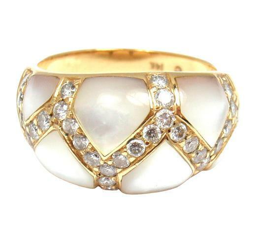 Kabana 14k Yellow Gold Mother of Pearl 0.30ctw Diamond Ring 5.75 | Fortrove