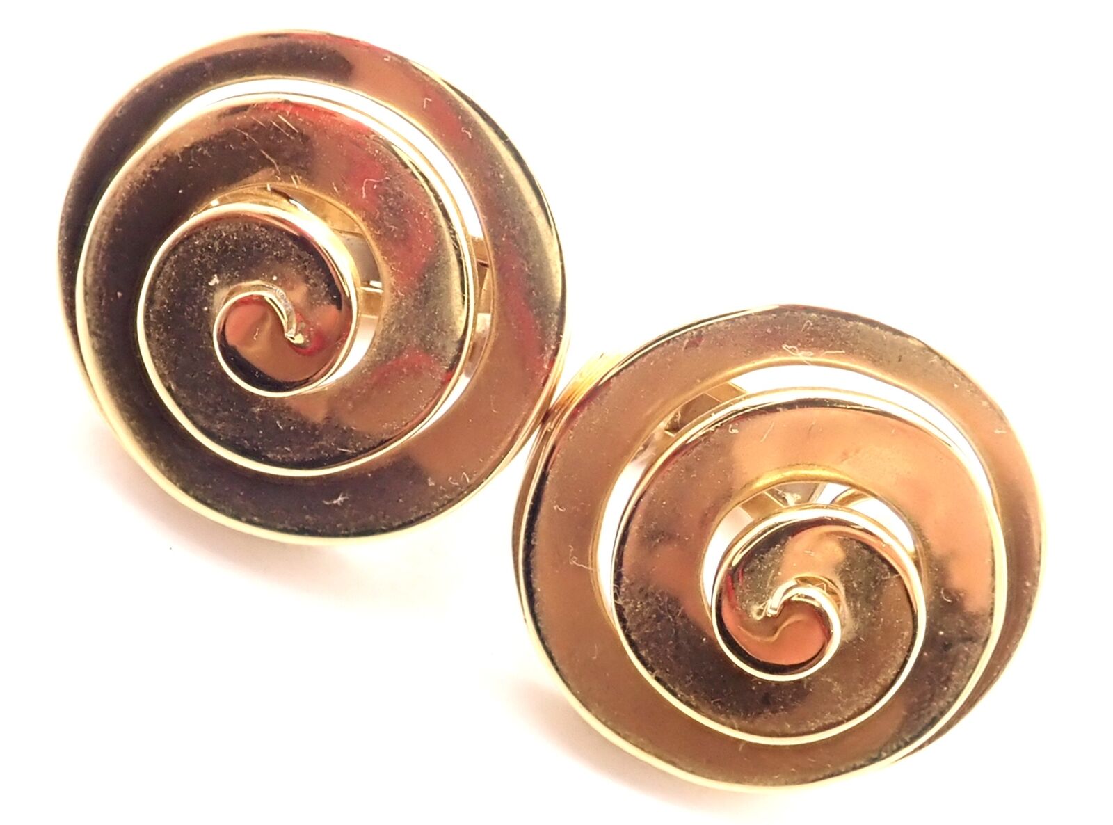 Authentic! Vintage BULGARI BULGARI 18k Yellow Gold Swirl Earrings | Fortrove