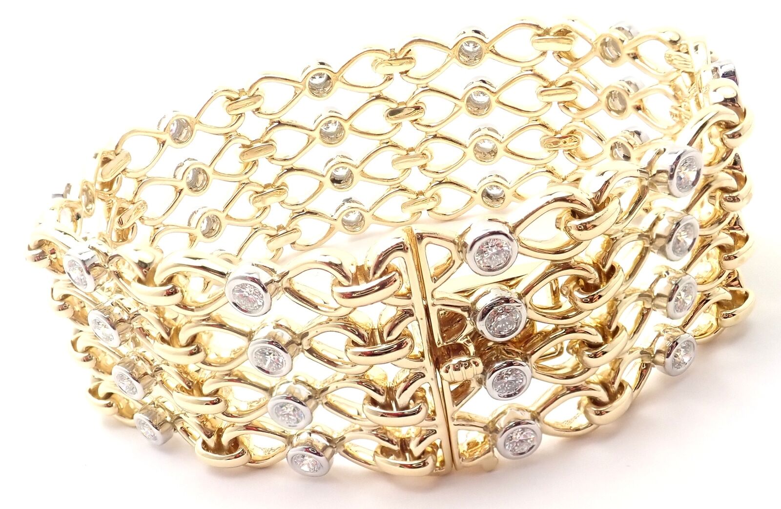 Tiffany & Co. Jewelry & Watches:Fine Jewelry:Bracelets & Charms Vintage! Authentic Tiffany & Co 18k Yellow Gold Platinum Diamond Link Bracelet