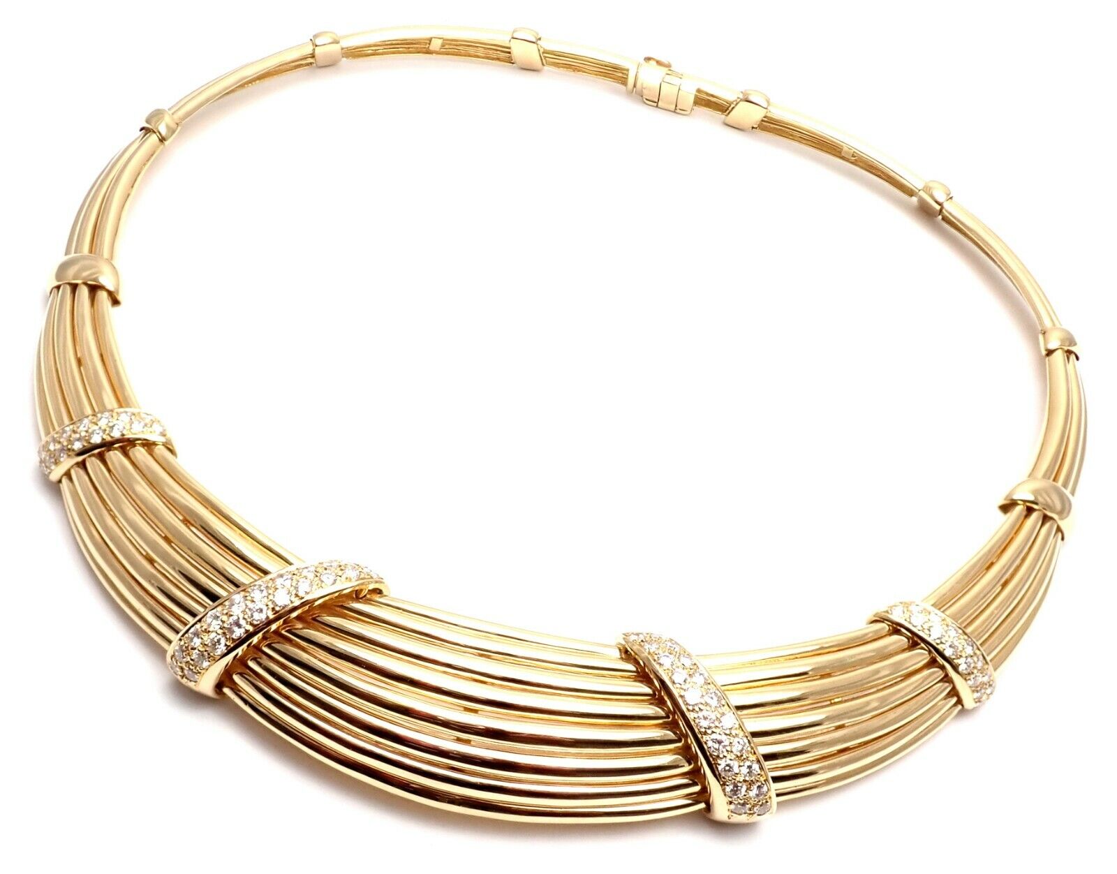 Vintage! Authentic Van Cleef & Arpels 18k Yellow Gold Diamond Choker Necklace | Fortrove