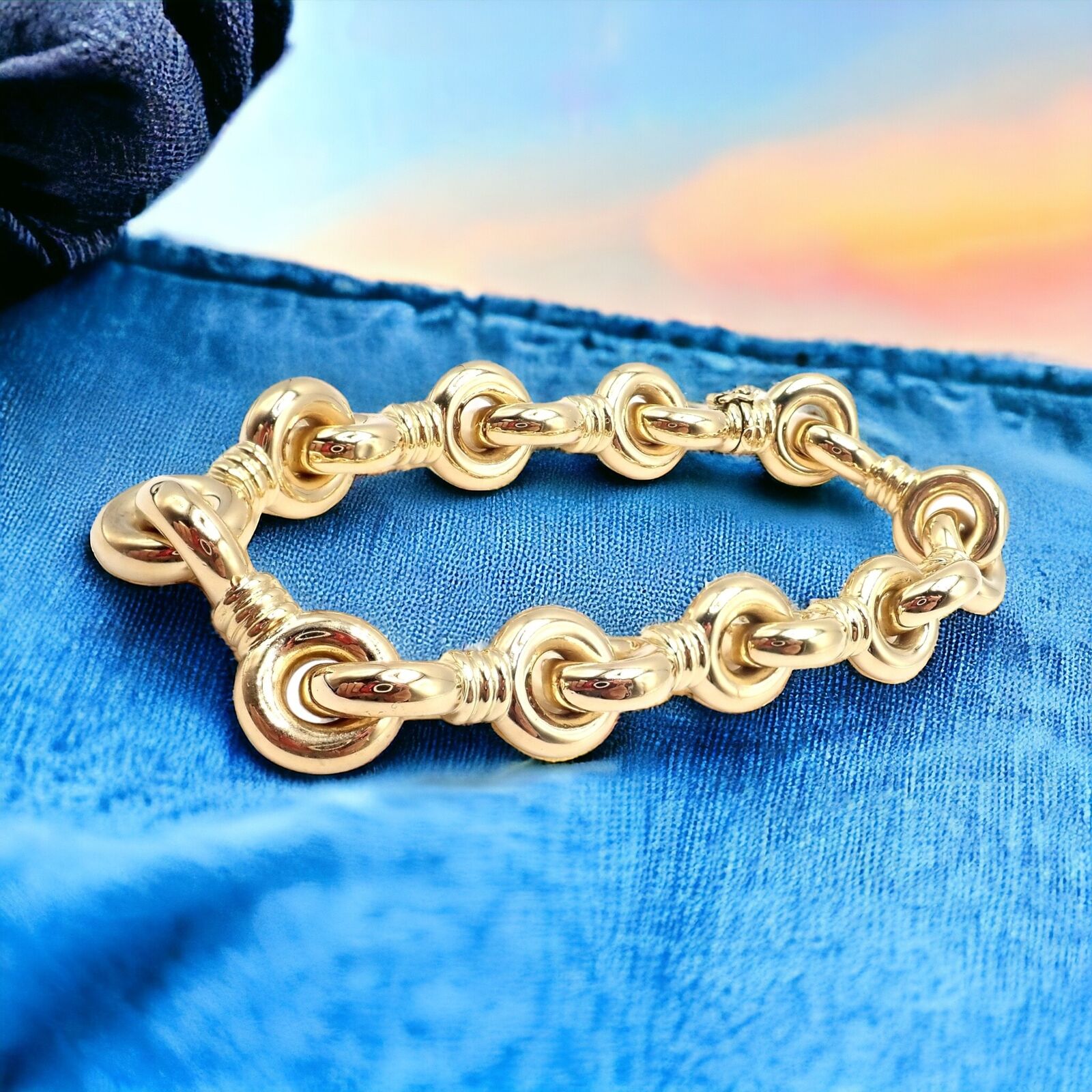 Vintage Estate Chunky 18k Yellow Gold Bracelet 8" 37g | Fortrove
