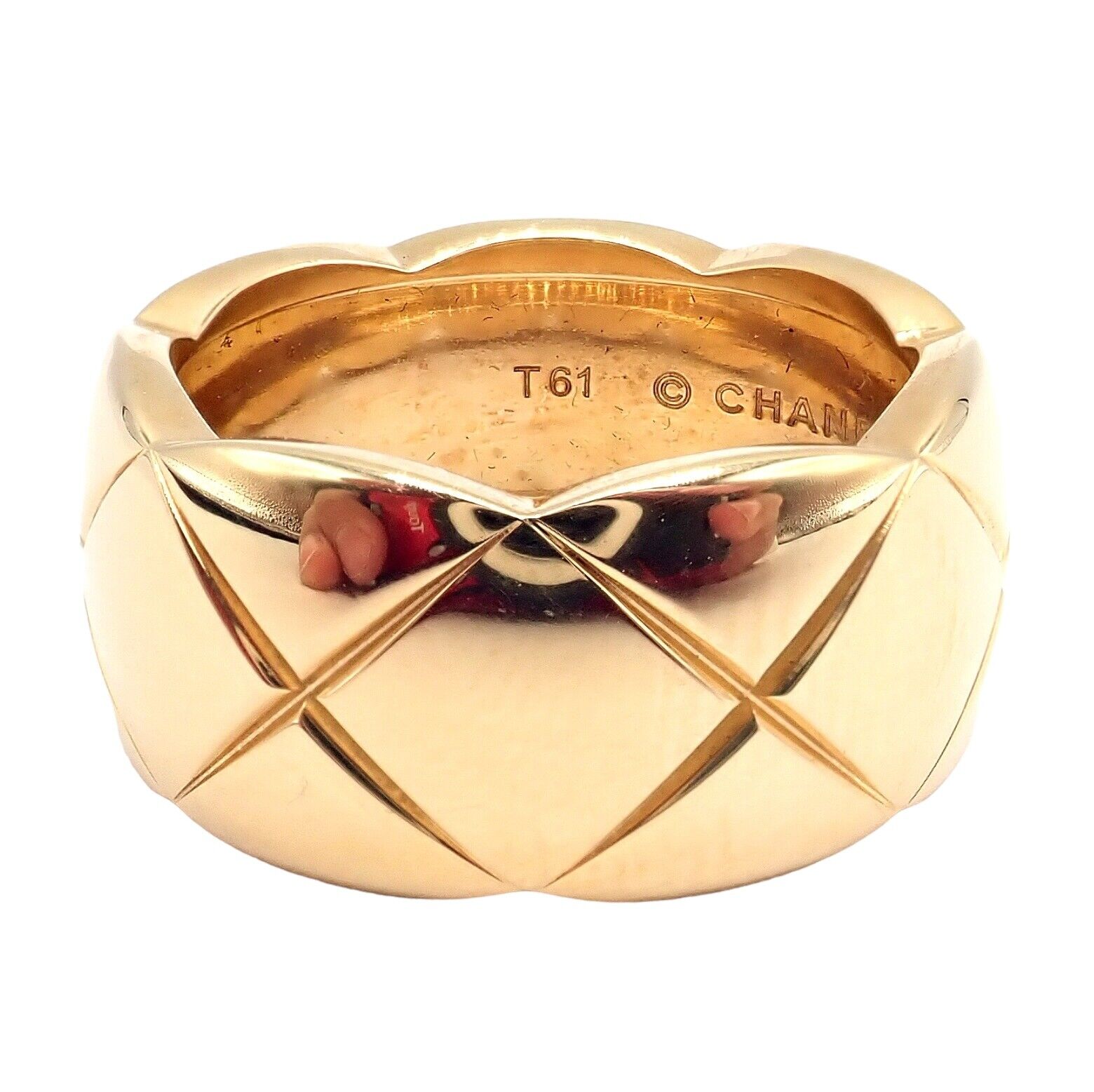 Authentic! Chanel 18k Yellow Gold Yellow Large Wide Coco Crush Band Ring | Fortrove