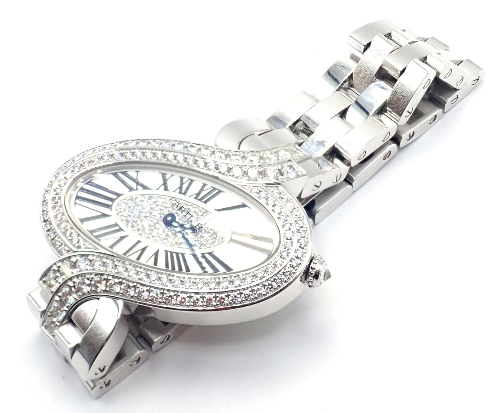 Authentic! Cartier Delices de Cartier 18k White Gold Diamond Quartz Watch 3380 | Fortrove