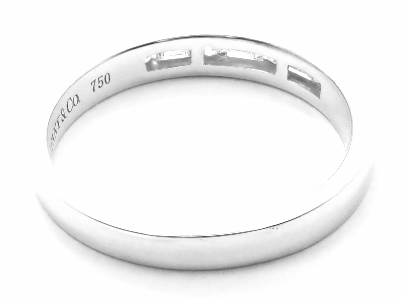 Authentic! Tiffany & Co 18k White Gold Diamond Channel Set Band Ring | Fortrove