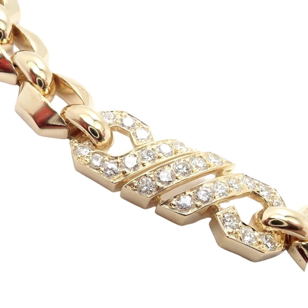 Authentic! Cartier Vintage Fox Trot 18k Yellow Gold Diamond Necklace 1980's | Fortrove