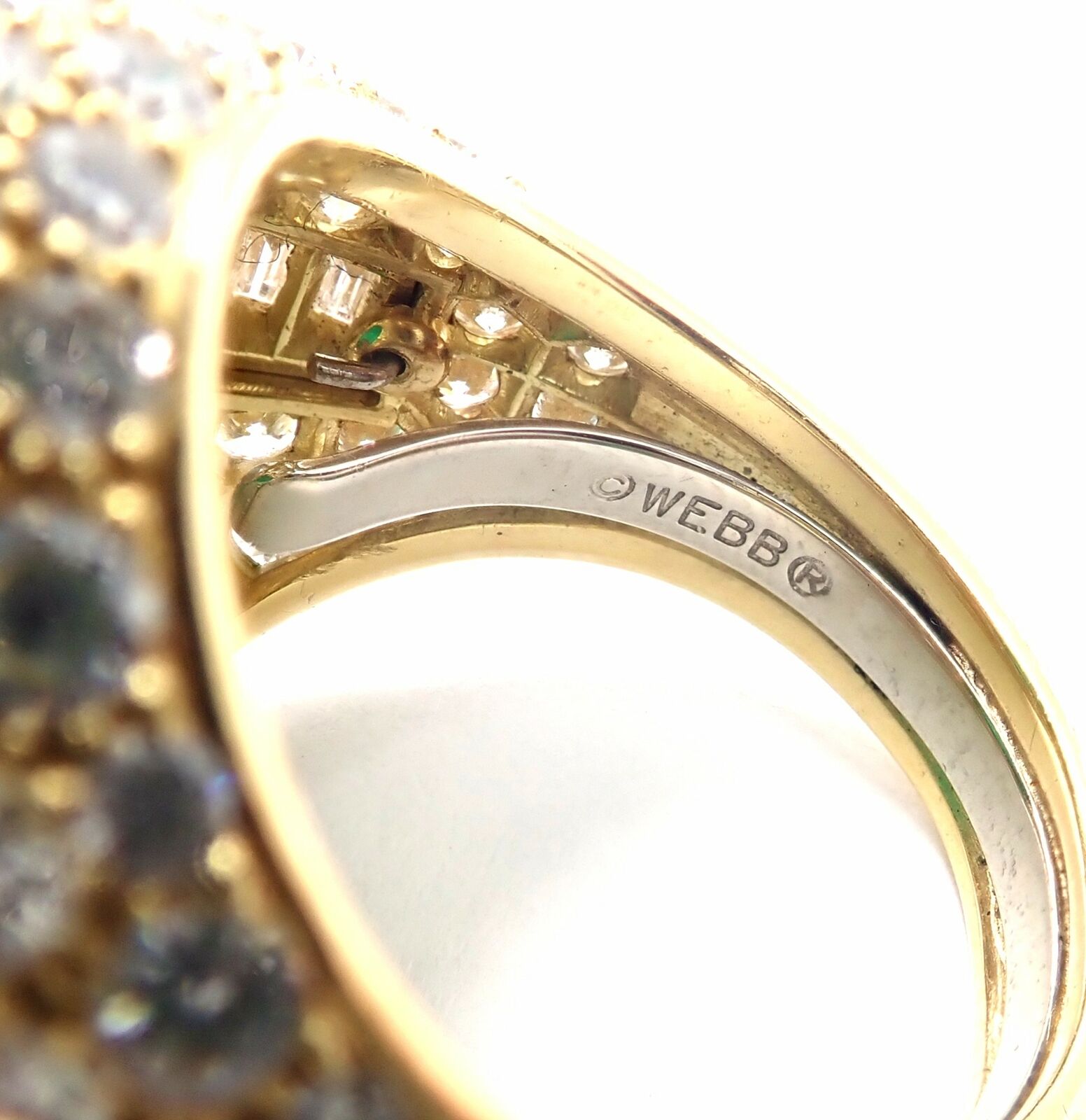 Authentic! David Webb 18k Yellow Gold Diamond Large Colombian Emerald Ring AGL | Fortrove