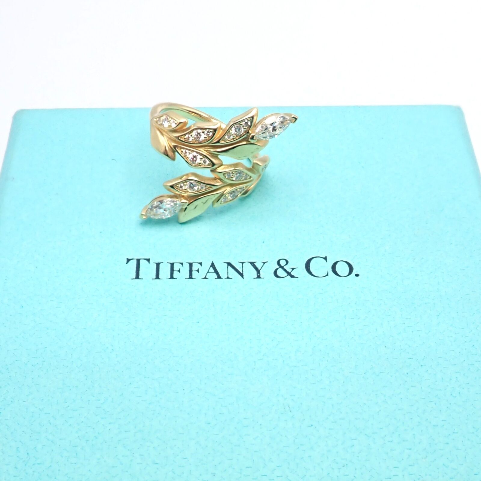 Authentic! Tiffany & Co 18k Yellow Gold Diamond Victoria Vine Bypass Ring | Fortrove