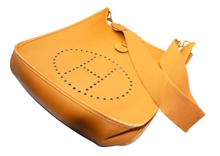 Authentic! Hermes Evelyne Natural Tan Clemence Leather GM Handbag Purse | Fortrove