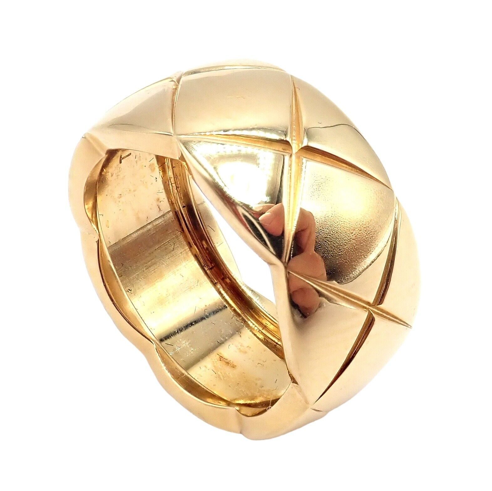 Authentic! Chanel 18k Yellow Gold Yellow Large Wide Coco Crush Band Ring | Fortrove
