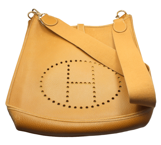Authentic! Hermes Evelyne Natural Tan Clemence Leather GM Handbag Purse