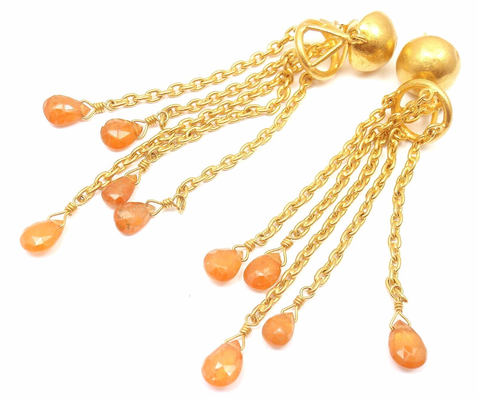 Authentic! Yossi Harari 24k Yellow Gold Citrine Gemstone Drop Earrings | Fortrove
