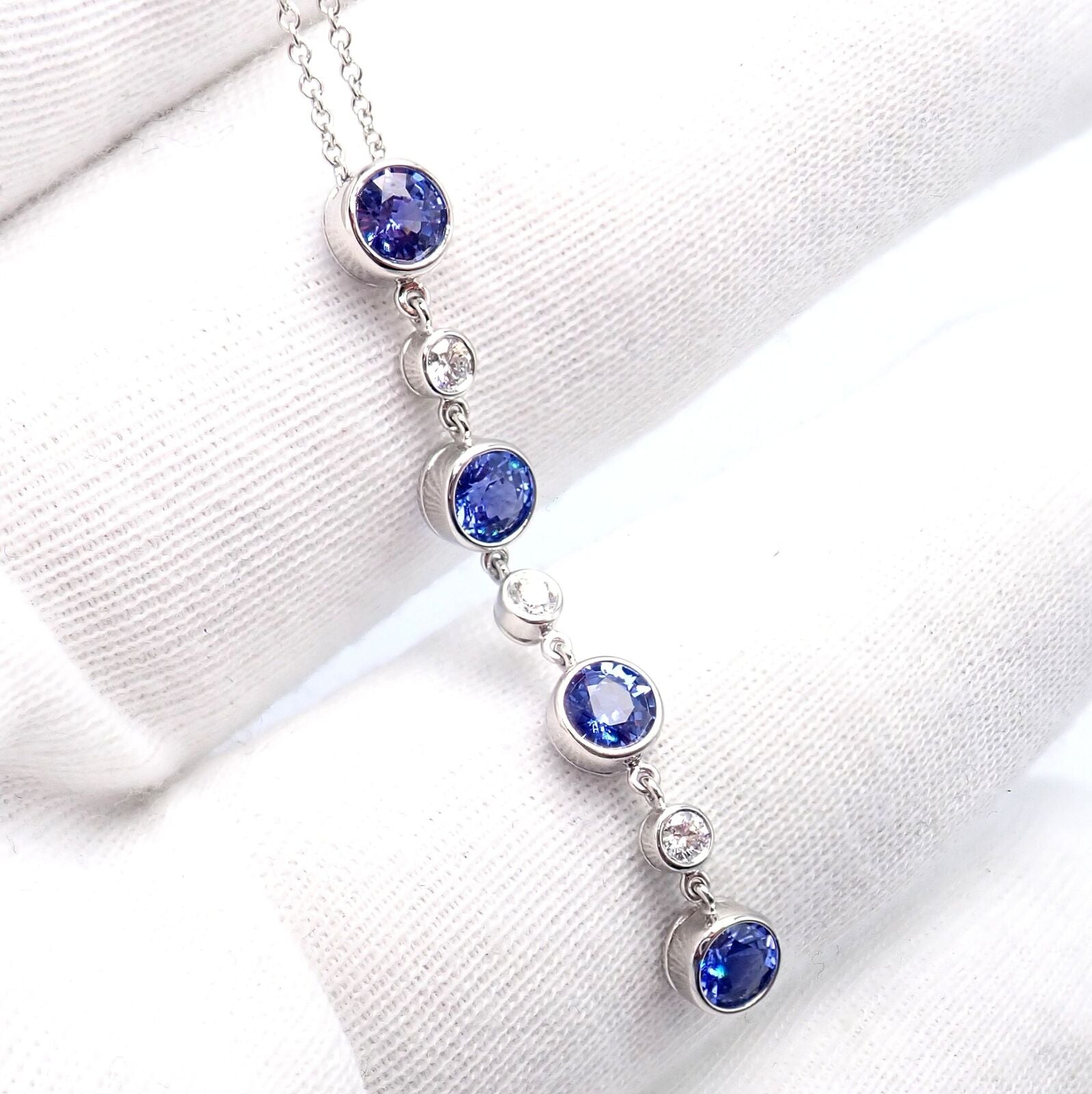 Authentic! Tiffany & Co Platinum Jazz Diamond Tanzanite Pendant Necklace | Fortrove
